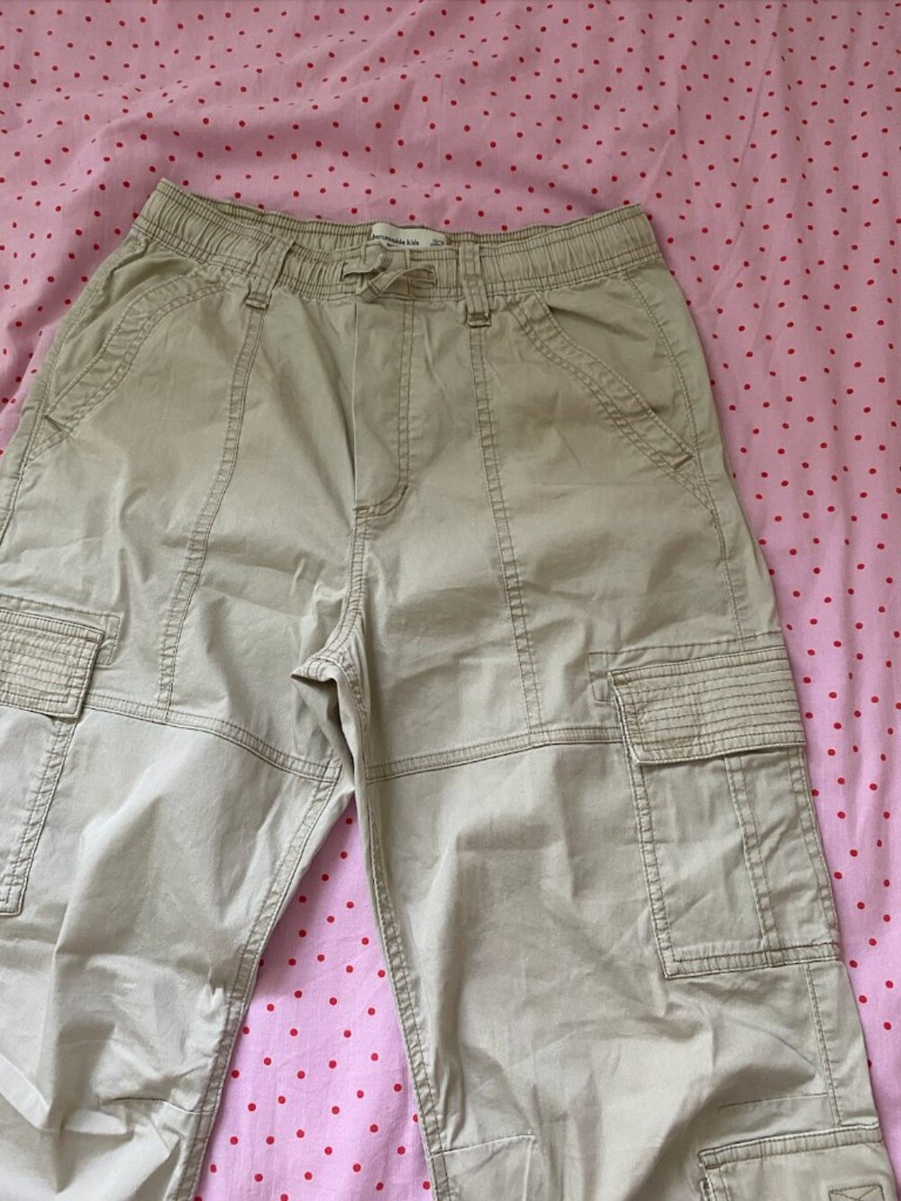 Abercrombie & Fitch Kids Khaki Elastic Waist Cargo Pants Size 15/16 Reg